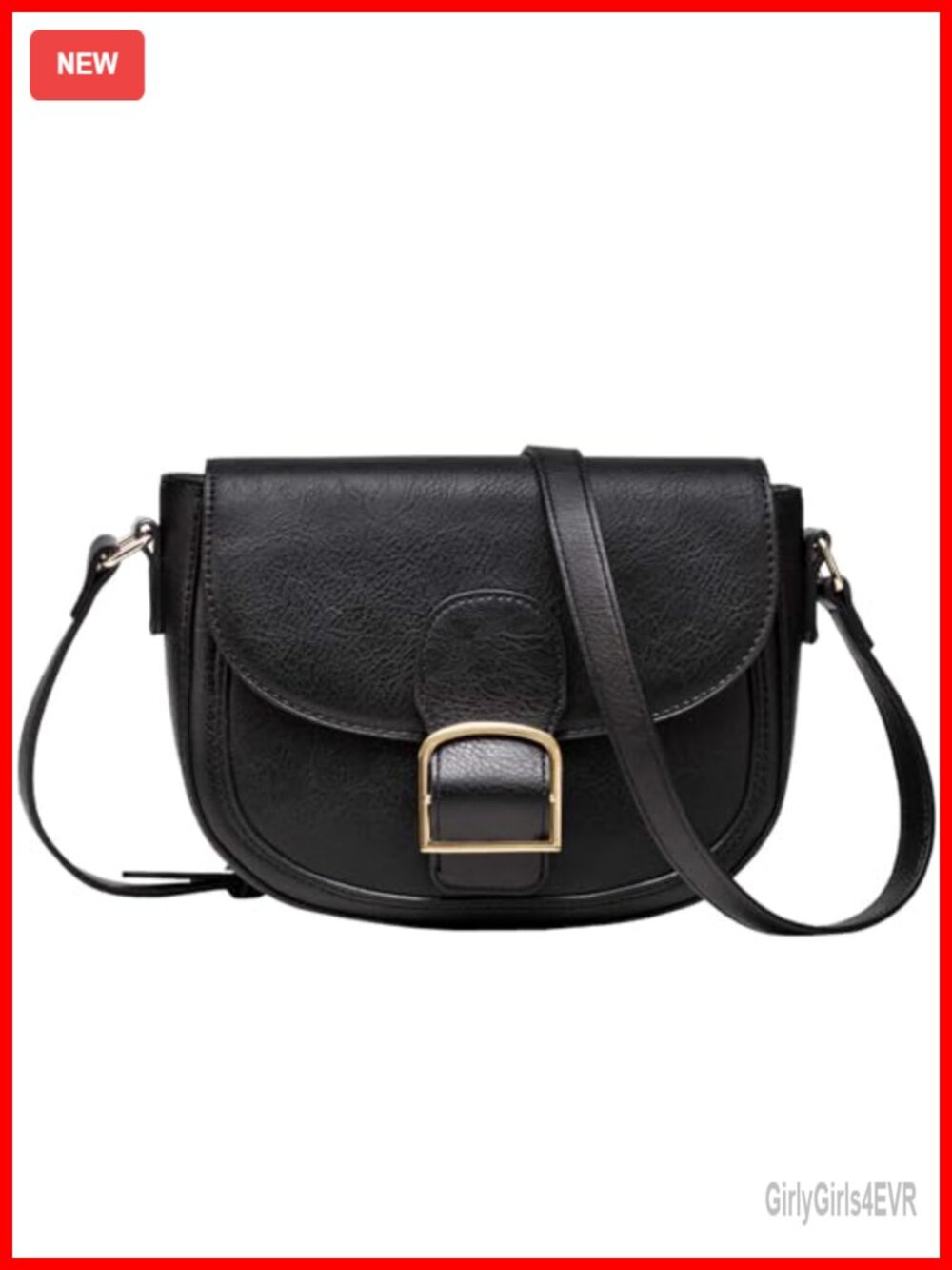 Vegan Leather Crossbody Bag Small Saddle Purse Adjustable Strap
